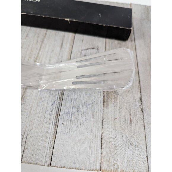 Stainless Steel Wood Handle Slotted Spatula 10 1/2" Vintage Pie Cake Advertising - Picture 2 of 6